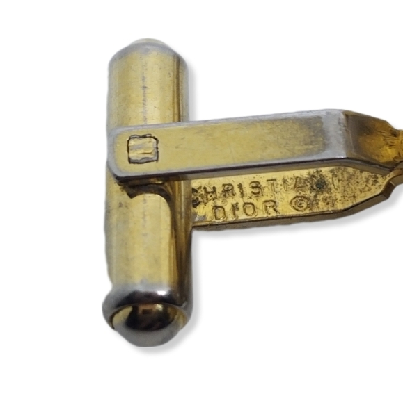 CHRISTIAN DIOR VINTAGE MID CENTURY MODERN GOLDPLATED & TIGERS EYE MENS CUFFLINKS - Picture 8 of 8